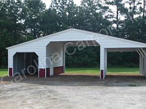 Vertical Roof Style Seneca Barn with 45 Degree Frame Outs